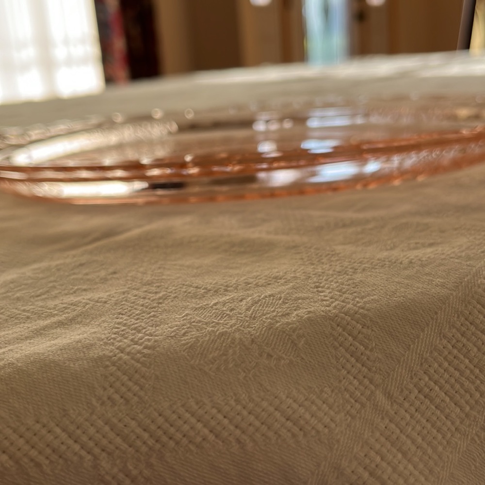Vintage Pink Depression Glass Oval Platter with Handles by Anchor Hocking. - Picture 9 of 10